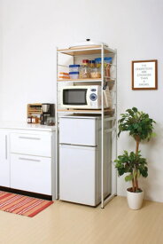 冷蔵庫ラック キッチン収納 冷蔵庫上のスペースを有効活用 幅58x奥行45x高さ180cm キッチンラック RZR4518 koeki