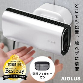【交換フィルターセット】AIOLUS 家庭用ハンドドライヤー Hand Dryer White 非接触/温風/スタンド付き/工事不要 Nyuhd-210W