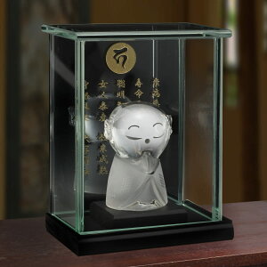 【代引き不可】甲州水晶貴石細工 十徳 お願い地蔵 伝統工芸士 田中佑幸作 開運インテリア 開運 置物 置き物 飾り物 縁起物 水晶 彫刻 お守り 仏像 お願地蔵様 梵字 福徳 十徳 刻印 願王尊 地