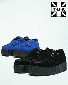 ラバーソール 厚底 靴 レザー クリーパーシューズ 初回交換送料無料 TUK MONDOCREEPERS V7757 V9546 BLACK BLUE ローカット ブラック ブルー スエード パンク ロカビリー メンズ レディース 母の日