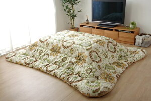 【メーカー直送】イケヒコ こたつ布団 長方形 超大判 掛布団単品 国産 花柄 掛け単品 ブラウン 約205×385cm|1160840062803