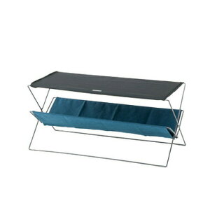 AZUMAYA(東谷) テーブル 折りたたみ フォールディング 収納棚付き ヴィンテージ調 エイジング加工 ネイビー|MIP-95NV