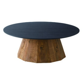 AZUMAYA(東谷) ラウンドテーブル Lサイズ センターテーブル 北欧 木製 古材 パイン 天然木化粧合板 オーク 丸 円形｜WE-882