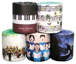 音楽1ロール 5柄アソート 100個セット   景品 粗品 トイレットペーパー トイレットロール トイレ まとめ買い 安い 送料無料 特価 ノベルティ イベント用 粗品向け 販促用 面白い 業務用 シ