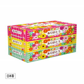 ありがとうBOXティッシュ150W3個組　72個セット　　ティッシュペーパー 紙 ボックスティッシュ 消耗品 箱ティッシュ まとめ買い ボックス 箱買い 衛生 安い 激安 景品 粗品 来場 来店 記念品
