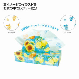 夏柄BOXティッシュ120W ビタミンサマー　60個セット　　ティッシュペーパー 紙 ボックスティッシュ 消耗品 箱ティッシュ まとめ買い ボックス 箱買い 衛生 安い 激安 景品 粗品