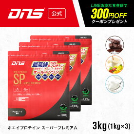 プロテイン ホエイプロテイン 3kg HMB グルタミン アルギニン シトルリン チョコ ヨーグルト フルーツ 筋トレ トレーニング 国内製造 ／ DNS ディーエヌエス ホエイプロテインSP 1000g×3個 選べる3風味