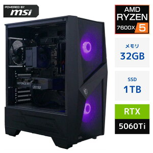 �y�V�i�zPanoplia Powered by msi R5B65506TPMX �f�X�N�g�b�v�p�\�R�� /Windows11 Home /AMD Ryzen 5 7600X /������ 32GB /M.2 1TB /NVIDIA GeForce RTX 5060 Ti 8GB