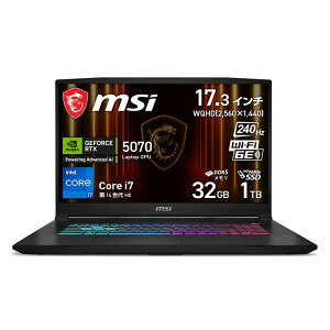 MSI Katana 17 HX Vim[gp\R /Windows 11 Home /Core i7 14 / 32GB /M.2 1TB /NVIDIA GeForce RTX 5070 Laptop GPU 8GB /17.3C` 2560 x 1440 (WQHD) /240Hz()