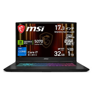 �y�����񂹁zMSI (GK6565JP) Katana 17 HX B14W �m�[�g�p�\�R�� /Windows 11 Home /Core i7 14650HX /������ 32GB /M.2 1TB /NVIDIA GeForce RTX 5070 Laptop GPU 8GB GDDR7 /17.3�C���` 2560 x 1440 (WQHD) /240Hz