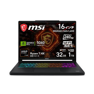 �y�����񂹁zMSI Crosshair A16 HX E8W (2719JP) �m�[�g�p�\�R�� /Windows 11 Home /Ryzen 7 8840HX /������ 32GB /M.2 1TB /NVIDIA GeForce RTX 5060 Laptop GPU 8GB GDDR7 /16�C���` 2560 x 1600 /240Hz