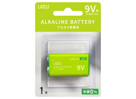 9V形 lazos ラソス アルカリ角電池 乾電池 1本 (LA-9VX1) 【ネコポス対応 10個まで】