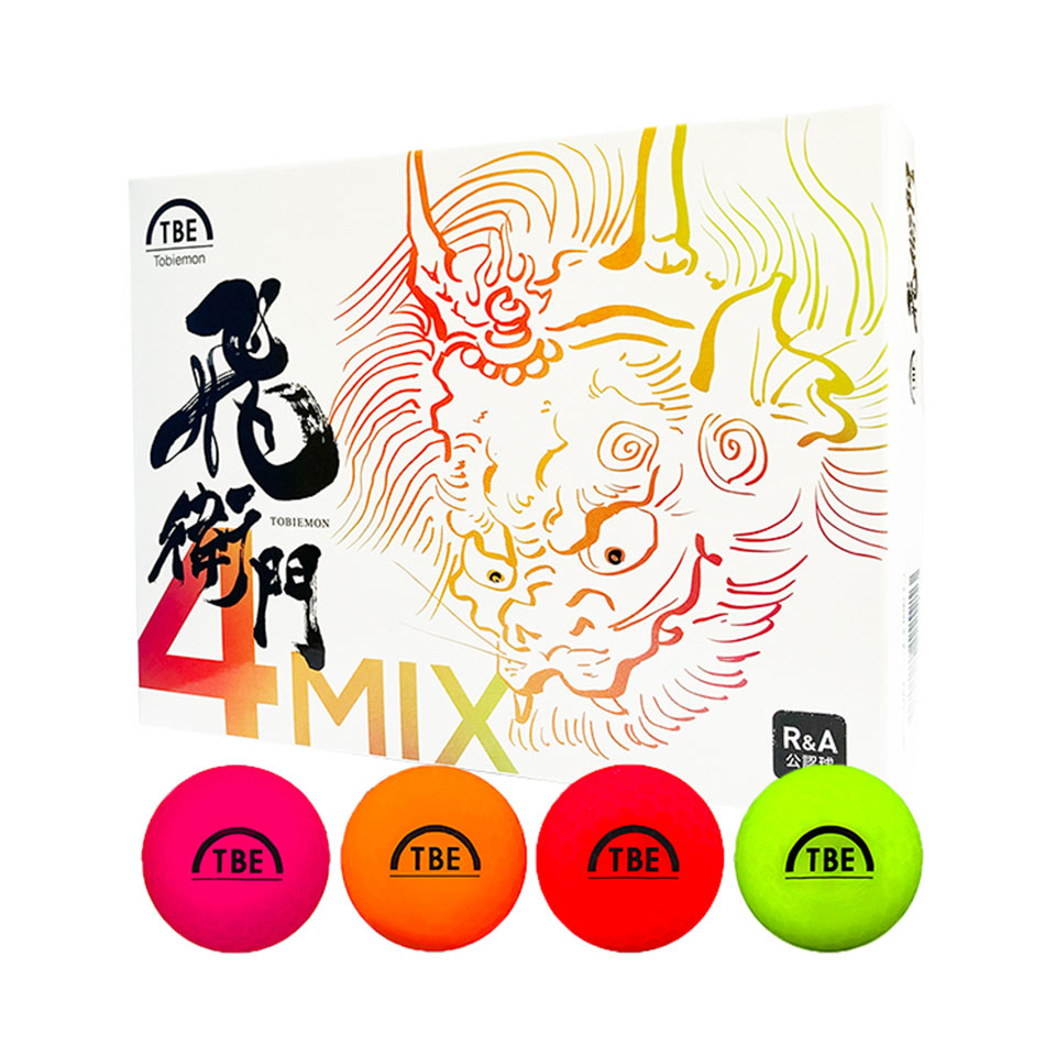 飛衛門 ゴルフボール マットボール4色MIX(オレンジ グリーンイエロー レッド ピンク) (T-2BMM)