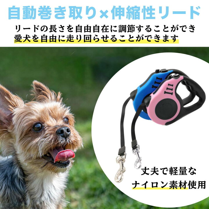 楽天市場 2個セット 長さ 5ｍ 犬 リード 伸縮 おしゃれ 長い 散歩 5m 丈夫 セット 可愛い 犬用 小型犬 首輪 ロープ グッズ 外れ 防止 ペット用品 ロングリード 中型犬 おすすめ 噛む 事故 犬用品 伸びる オシャレ お洒落 カワイイ グッズ プレゼント