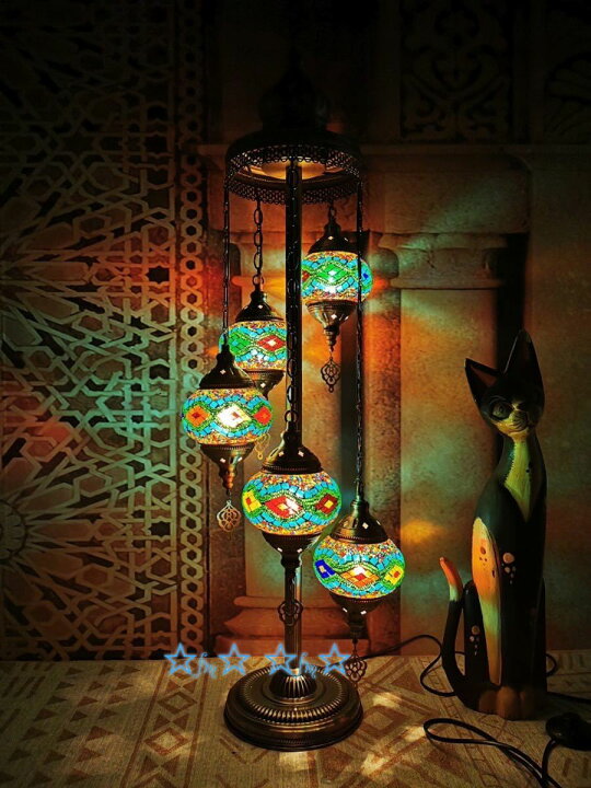 楽天市場】5灯モザイクランプ フロアスタンド ☆トルコランプガラス  