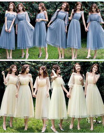 2024年最新 ブライズメイド ドレス 花嫁 タキシード ミディアム丈 ひざ下丈 膝下 ロングドレス 演奏会 ウェディングドレス 結婚式 フォーマルドレス 二次会 Aライン フレア パーティードレス 披露宴/卒業式 お呼ばれ ワンピース ドレス 花嫁 二次会 チュールスカート