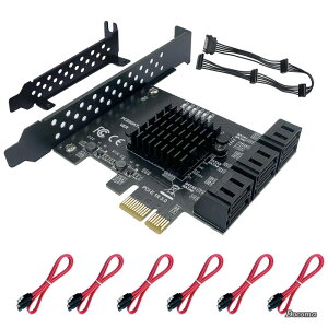 �y���������z�J�[�h 6�|�[�g PCIe x1 ���� 6Gbps �����`�� ASM1166�`�b�v���� �q�[�g�V���N�t SATA3.0 �g���J�[�h �P�[�u��6�{�t�� Windows Mac Linux�Ή�