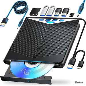 �y���������zUSB-A/C�Ή� �Đ�/�ǂݍ���/��������/�Ă��Ή� BD/CD/DVD�v���[���[ �|�[�^�u�� Blu-ray �h���C�u Windows/Mac�Ή� �O�t���u���[���C�h���C�u 120cm���d�P�[�u���t���iblack�j