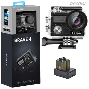 �y���������zAKASO Brave4-4K�E�F�A���u���J���� 2000����f EIS��u���␳ 5�{�Y�[�� WiFi���� �O���}�C�N�Ή� �����J���� 30M�h�� �L�p�����Y HDMI�o�� 1050mAh*2 �A�N�V�����J�� ���^ �X�|�[�c/����B