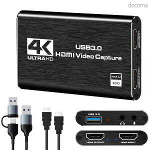 �y���������zSwitch 1/2 �Ή� 4K HDMI �p�X�X���[ 1080P 60FPS USB 3.0 �����`�� ����x�� �r�f�I�Q�[���L���v�`���[ �{�[�h PC/PS4/PS5/Xbox/Wii U/�E�F�u�J����/�X�}�[�g�t�H�� Windows 7/8/10/11 Mac Linux Android iPad