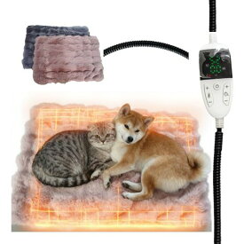 ペット用ホットカーペット(45*45cm)恒温タイプペットヒーター犬猫30°C-60°C無段階温度調節13段階タイマー・恒温機能搭載咬みかみ対策(金属スパイラル管付き)、過熱保護、防水水洗い…