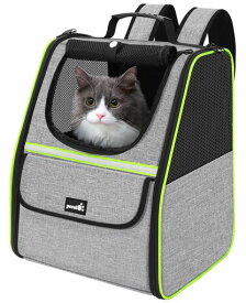 ペキュートe猫きゃりーバッグペットキャリーバッグ猫犬用リュック通気性ペットハウス折り畳みお出かけドライブ旅行通院防災避難用キャリーグレー