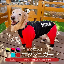 大型犬向け ラッシュガード背面ジッパー カバーオール 犬服 犬の服 ボーダーコリー ラブラドール ゴールデンレトリーバー ライフジャケット プレゼント 誕生日 名入れ 名前入れ