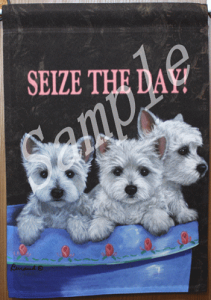 在庫限り ガーデンフラッグ【ウエスト・ハイランド・ホワイト・テリア/ウエスティ Seize the Day!】輸入雑貨 犬雑貨 犬グッズ