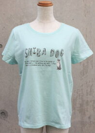 【在庫限り】レディースTシャツ(Mサイズ)　えいごでしばたさん　ミント【犬雑貨・犬グッズ・柴犬】
