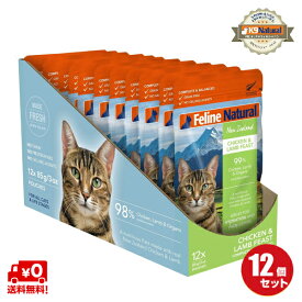フィーラインナチュラル プレミアムパウチ チキン＆ラムフィースト 85g×12袋（100％ナチュラル 猫用総合栄養食 ウエットフード）K9ナチュラル正規販売品　FelineNatural　期間限定送料無料