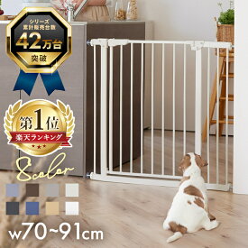 《ポイント5倍★27日9:59迄》＼楽天1位／ ベビーゲート ペットゲート 拡張フレーム付 幅70〜91cm 突っ張り式 ダブルロック オートクローズ 前後90度開閉 ドア付 柵 室内 赤ちゃん ペット 犬 リビング キッチン 寝室 玄関 賃貸 安全対策 スチールゲート *