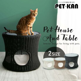 猫 ベッド ラタン風 ドーム オールシーズン ペットハウス ペットベッドペットハウス＆テーブル 丸型 大 小 ペットベッド ペットハウス テーブル ローテーブル サイドテーブル インテリアテーブル おしゃれ シンプル