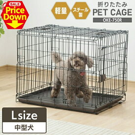 【SALE★10％OFF】犬 猫 ゲージ ケージ 持ち運び 折りたたみ 中型犬 簡易 屋根付き OKE-750R アイアンブラック 保護猫 保護犬 ゲージ ハウス 持ち運び 小型犬 中型犬 折り畳み おしゃれ ドライブ お出かけ 室内 移動 通院 アイリスオーヤマ [2606SE]