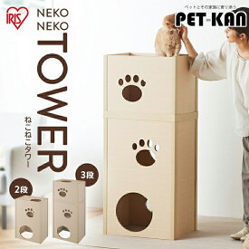 キャットタワー 大型猫 シニア ダンボール 木製 キャットウォーク シニア 低め 強化段ボール 猫 おもちゃ ねこねこタワー アイリスオーヤマ P-NT2 P-NT3猫 爪とぎ 木目調 ダンボール 猫 ハウス キャットハウス ハニカム構造