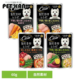 Cesar シーザー 着色料・香料無添加 自然素材レシピ ハーブ入り ドッグフード ウエットフード パウチ ささみ/ビーフ 60g CN111 CN112 CN113 CN114 犬 ささみ＆さつまいも 農園野菜 さにんじん チーズ ビーフ＆パプリカ