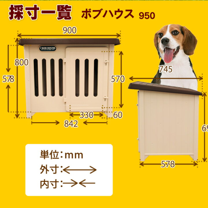 楽天市場】犬小屋 犬 ケージ ハウス ボブハウス 950 ドア付 犬舎 木製 