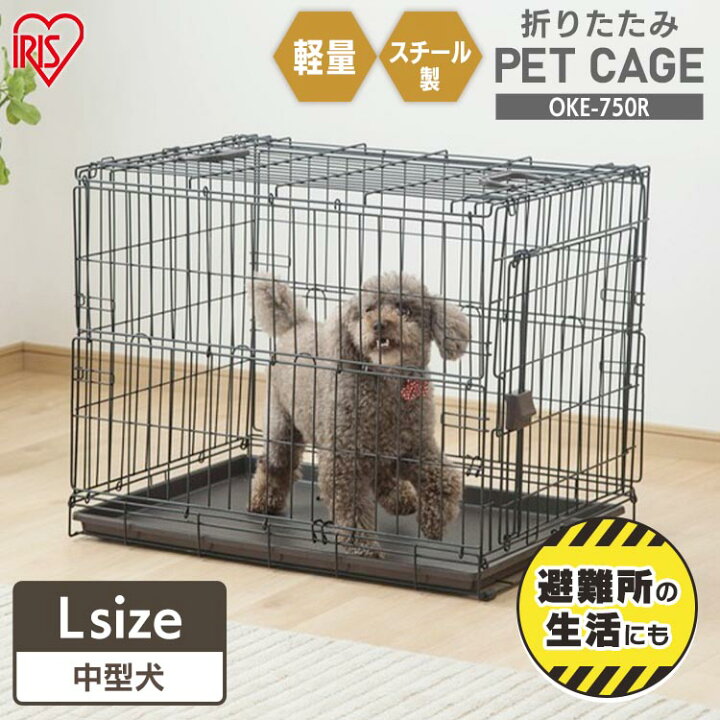 楽天市場 ポイントup 9日時 折りたたみケージ Oke 750r アイアンブラック 犬 猫 ゲージ 屋根付き ハウス 持ち運び キャリー 小型 犬 中型犬 簡単 折り畳み おしゃれ ドライブ お出かけ 室内 移動 病院 通院 避難 防災 アイリスオーヤマ Pet館 ペット館