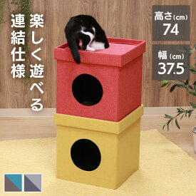 ペットハウス 猫用品 犬用品 ペットハウスキューブ2段 53711ペット ペット用品 ペットハウス 折りたたみ収納 犬猫兼用 組み立て簡単 ボアクッション付き お手入れ簡単 レッド/イエロー ブルー/ブラウン グレー/ブラック[2609SE]