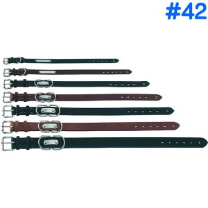 【抽選で最大100%ポイントバック!】 岡野製作所 油入ドイツなめし平首輪 #42 (ブラック、ブラウン)