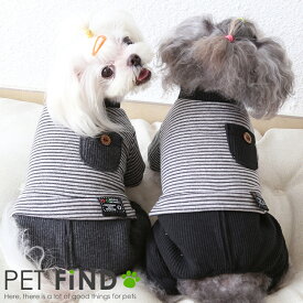 【20%OFFクーポン対象】犬 服 冬 防寒 秋冬モノトーンボーダーロンパース つなぎ 傷なめ防止 抜け毛対策 ロンパース 暖かい ドッグウェア 犬の服 犬服 PETFiND