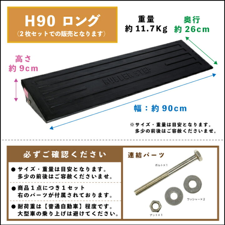 楽天市場】駐車場・段差解消 ニューラバーステップH90ロングタイプ 