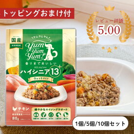 ヤムヤムヤム ドックフード ハイシニア 13+ チキン ウエットタイプ 80g ヤムヤムヤム シニア 犬 ドックフード 無添加 国産 鶏肉 食いつき 小粒 yumyumyum ウエットフード 超小型犬 小型犬 成犬用 老犬