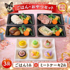 犬用 選べるミニミートケーキ2個＋ごはん1個 全3品セット【送料無料】主食にできるお肉のケーキ 特別な日のごちそうに 冷凍 国産｜ドッグデリファクトリー