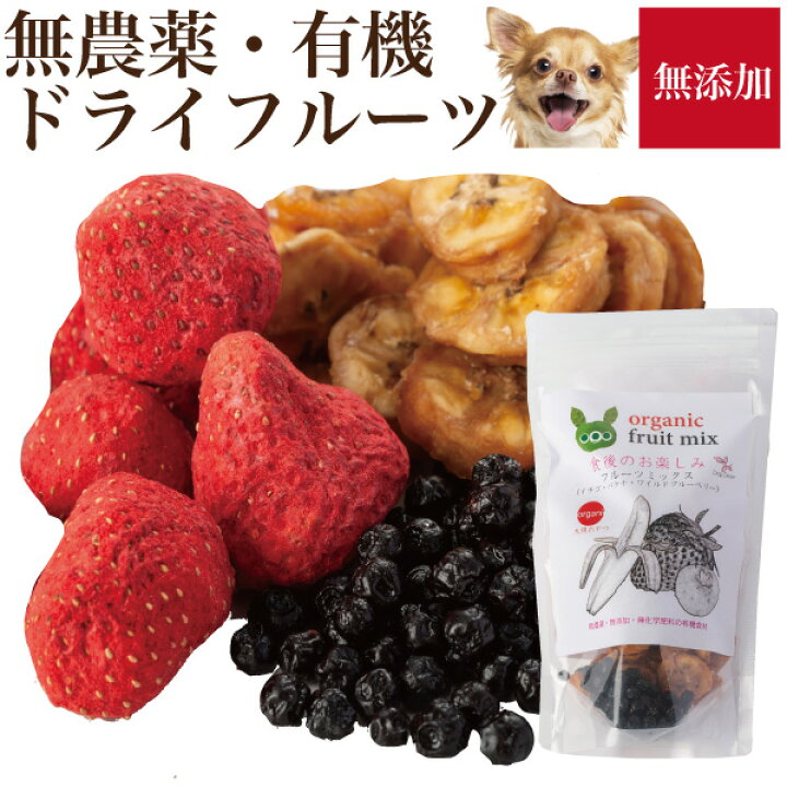 楽天市場 犬 果物 おやつ 食後の楽しみ フルーツ ミックス 無添加 苺 バナナ ブルーベリー 通常便 送料無料 犬のご飯とケーキのドッグダイナー