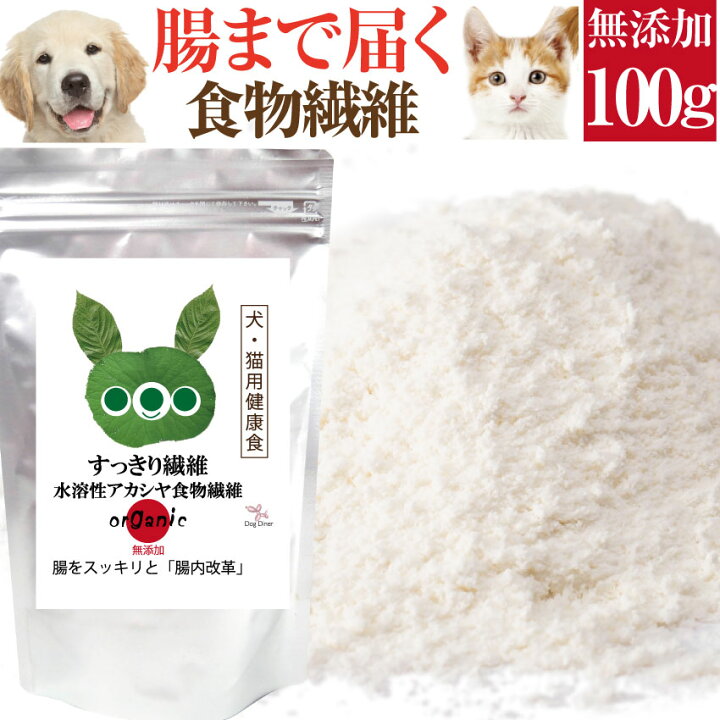 楽天市場 犬 猫 無添加 食物繊維 サプリ すっきり繊維 100g 腸をサポート メール便 送料無料 犬のご飯とケーキのドッグダイナー