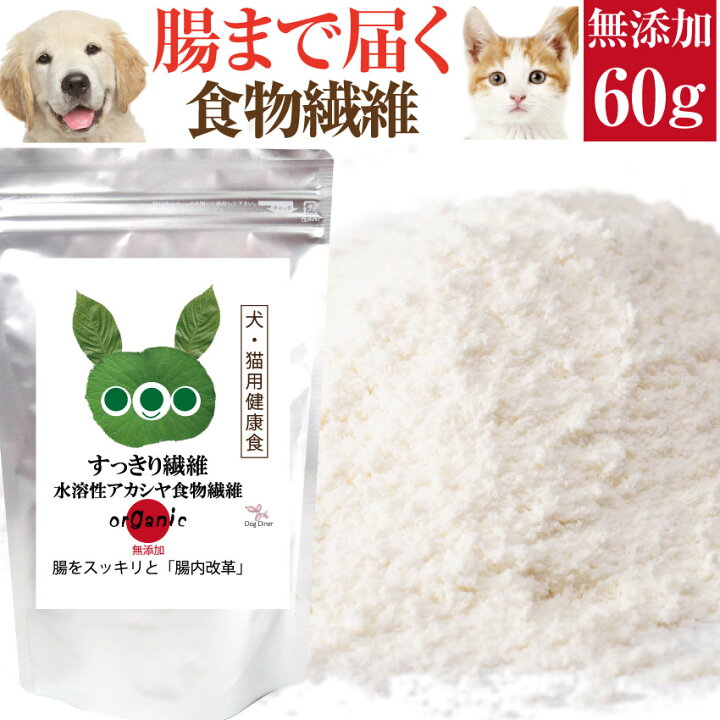 楽天市場 犬 猫 腸のケア サプリ すっきり繊維 60g 無添加 食物繊維 メール便 送料無料 犬のご飯とケーキのドッグダイナー