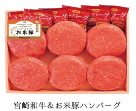 宮崎和牛＆お米豚ハンバーグ 150g×6個 ミックス ハンバーグ ギフト 焼くだけ 黒毛和牛 ブランドポーク ハンバーグセット はんばーぐ お肉セット 宮崎県産 冷凍ハンバーグ 都城市 都城 産 贈り物 プレゼント お返し 高級グルメ