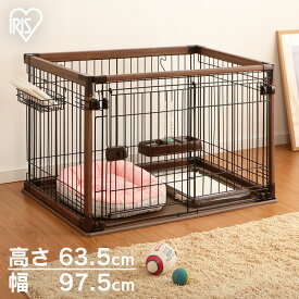 犬 ゲージ 猫 ケージ ペットサークル ケージ ゲージ サークル 犬 ケージ ペットケージ オープンウッディサークル 犬用 猫用 ペット用 犬サークル 室内ゲージ トレー付き 木目調 アイリスオーヤマ 防災 OPWS-960 【10N】