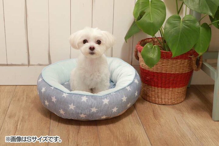 楽天市場 接触冷感 ラウンドベッド 星柄 Mサイズ 60 60 18cm ペットベッド ひんやり 春夏 犬 ベッド 猫 ベッド かわいい 夏ベッド カドラー 小型犬 犬用ベッド 丸型ベッド 犬とenjoｙ ドッグパーク
