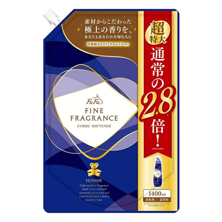 楽天市場 ファーファ ファインフレグランス柔軟剤 オム クリスタルムスクの香り 1400ml 詰替 超特大 特大 洗濯 おしゃれ くま 香水 オム フレグランス クリスタルムスク ムスク ファーファ D 犬とenjoｙ ドッグパーク